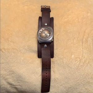 Men's genuine leather fossil watch